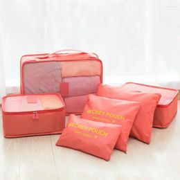 Storage Bags 6Pcs/Set Travel Organiser Bag Set Bedroom Living Room Home Closet Clothes Organisation Pouch Suitcase Solid Colour