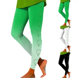 Women's Leggings Women Workout Out Irish Festival Cartoon Print Color Block Pants Soft Stretchy For