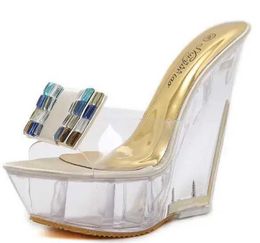 Dress Shoes Slippers Sandals Women Ultra-high Heels 15CM Thin Wedding Banquet Goddess Platforms Thick Bottom Model CatwalkT23J H240321