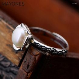 Cluster Rings MAYONES Pearl Ring Real 925 Sterling Silver Exaggerated Creative Flower Natural Freshwater For Womens Jewellery