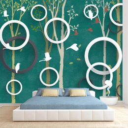 Wallpapers Removable Self Adhesive Wallpaper Accept For Bedroom Walls Geometry Landscape Birds Tree TV Contact Wall Papers Home Decor Panel