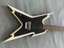 From Chinese factory, haute couture 6-string electric guitar, left hand, black and white body, double chrome