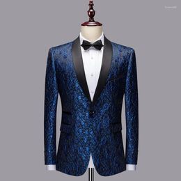 Men's Suits Floral Jacquard Blazer For Wedding Prom 1 Piece Male Suit Smoking Jacket Shawl Lapel Slim Fit Fashion Coat Groomsmen Costume