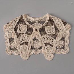 Scarves Japanese Style Women Ladies Small Shawl Handmade Vintage Knitted Crochet Hollow-out Lace