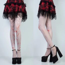 Women Socks High Waist Tights Fishnet Stockings Bloody Thigh Pantyhose