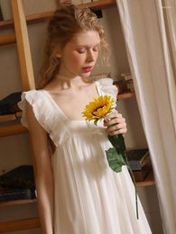 Women's Sleepwear White Retro Bow Victorian Pajamas Nightgowns 2024 Women Summer Ruffles Lace Fairy Vintage Princess Nightdress Lolita