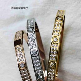 Original 1to1 Cartres Bracelet 5mm stainless steel card home with two rows of diamonds slightly inlaid full diamond clasp and bracelet decorated Tianxing 18 8DS6