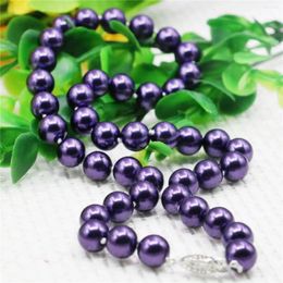 Chains 10mm Round Dark Purple Pearl Shell Necklace Women Girl Hand Made Neckwear Jewellery Making Design Fashion Accessory Mothers Gifts