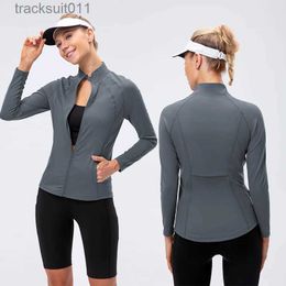 Active Sets Womens Gym Exercise Top Long sleeved Zipper Yoga Shirt Winter Outdoor Running Sports Top Fe Sports ShirtC24320