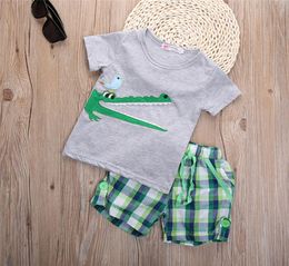 Baby Boy Clothes Cartoon Crocodile Infant Toddler Boys Short Sleeve Tops T shirt Short Pants 2PCS Summer Boys Outfits Kids Boys Cl4830584