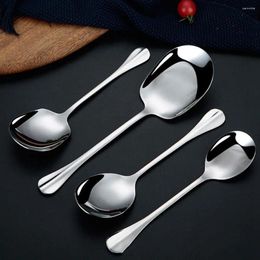 Spoons Stainless Steel Bar Cafe Rice Distributing Restaurant Kitchen Supplies Soup Spoon Tableware Buffet Serving Public