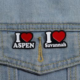 I Love Aspen I Love Savannah Enamel Pins Funny Plant Trees Metal Brooches Lapel Badge Clothes Backpack Pin Accessories for Gift