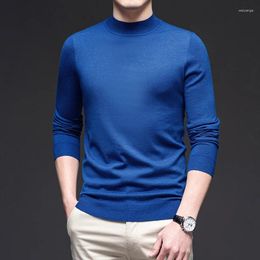 Men's Sweaters 2024 Spring Silk Wool Knitwear Casual Mock Neck Thin Knit Tees Long Sleeve Pullover Jumper Male Sweater Tops