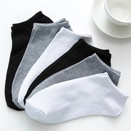 Men's Socks Men Ankle Solid Color Black White Gray Breathable Cotton Sports Unisex High Quality Spring Summer Male Short Sock