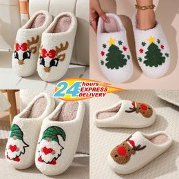 2024 Winter Men's and Women's Slippers Soft and Warm Indoor Cotton Slippers Jeriakm Designer High Quality Fashion Cartoon Elk Flat Bottom Cotton Slippers GAI