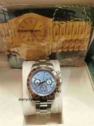 Mens Watch Ro lx Automatic with Top Original Luxury Platinum Ice Blue Dial Ceramic Bezel Chronograph 116506 Watch