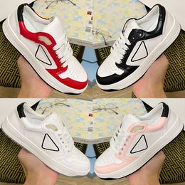 Designer sneakers womens casual shoes women luxury shoe downtown Leather triangle logo pink black red white fashionable leisure sneaker size 35-40