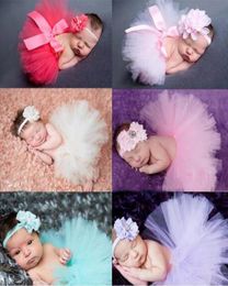 Newborn Baby Tutu SkirtMatching Flower Headband 16 Styles Newborn Pography Props 2pcsset Baby Tutu Skirt Baby Girls Pettiskir4701621