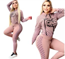 designer tracksuit women set fashion side letter print graphic sportswear stand-up cotton zipper jacket two piece Set