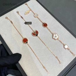 Cleef Four Leaf 2024 Designer Van Clover Bracelets Charm Bracelets Women 4/Four-Leaf-Clover Rosegold Ladybug Luxury Jewellery With Box
