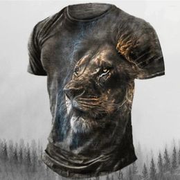 Men's Suits A1342 Printed Short-Sleeved Street Shoot Oversized Tops Fashion Casual Wear Mens Lion T-Shirt Sportswear