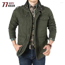 Men's Jackets Cotton Military Casual Multiple Pockets Loose Business Coat Outdoor Bomber Cargo Jacket Male Jaqueta Masculina