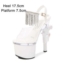 Dress Shoes Women 2020 Luxury Brand Wedding Bride Platform Sandals Super High Heels Transparent Sexy StripperVT2V H240321