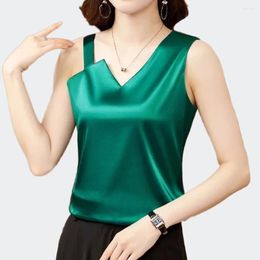 Women's Tanks Fashion Women Satin Halter Tank Tops Sexy V-Neck Sleeveless Vest Camisole Female Casual Clothes 2024 Basic Strap