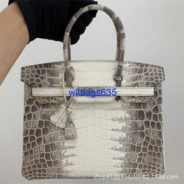 Tote Bags Himalaya Crocodile Handbag Genuine Xinshe Himalayan Nile Crocodile Leather Womens Bag Handbag Home Bag 25cm Handmade Wax Thread have logo HBOZ9R
