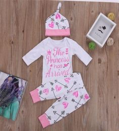 Newborn Baby Girl Romper Bodysuit Arrow Long Pants Hat Clothes Outfit 02 Years4730686