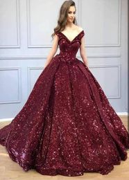 Sparkling Sequin Off Shoulder Long Prom Dresses With short sleeves Floor Length Custom Made Formal Evening dresses 2020 cheap7859429