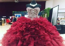 2019 New Sexy Sweetheart Crystal Ball Gown Quinceanera Dresses Organza Plus Size Sweet 16 Dresses Debutante 15 Year Formal Party D2276912