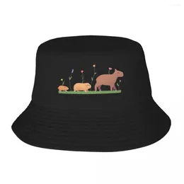 Berets Hamster Guinea Pig And Capybara Bucket Hats Panama For Kids Bob Fashion Fisherman Summer Beach Fishing Unisex Caps