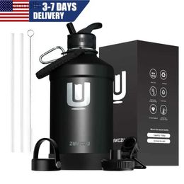 Water Bottles 1 Gallon Water Bottle Insulated128oz Large Stainless Steel Water Bottles with Straw Strap 3 LidsGallon Water Jug for Gym yq240320