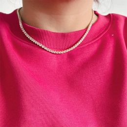 Choker Trendy Gold Colour Plating 3mm Tennis Necklace For Women Girl End Year Party Dress Decoration Jewellery