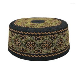 Berets Islamic Prayer Hat For Men Embroidery EIDRamadan Hijabs Turkish Arabian Round Breathable Turban Skull Caps Headwear