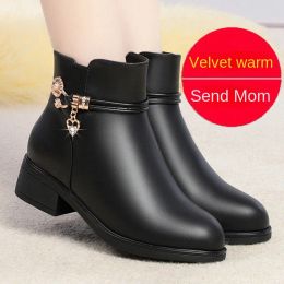 Boots Wnfsy Soft Leather Women's Boots Winter Thick Wool Lined Genuine Leather Woman Snow Boots Women Shoes Large Size Platform Boots