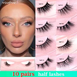 Eyelashes Wholesale Half Mink Lashes 10 Pairs Visofree Half Lashes Natural False Eyelashes Short Mink Eyelashes Makeup Wispy Fake Lashes