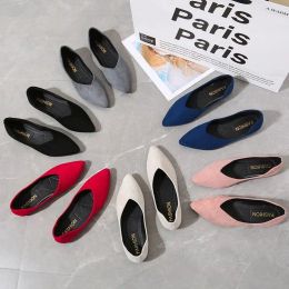 Pumps FHANCHU 2023 New Women Flats,Office Lady Work Shoes,Low Heel,Slip On,Pointed Toe,Black,Pink,Blue,Grey,Red,Big,3543,Dropship