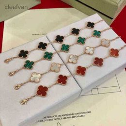 Clef 4 Leaf Cleef Van Classic Fashion 4/four Leaf Clover Bracelets Charm Bangle Chain 18k Gold Agate Shell Mother-of-pearl for Women Girl Wedding Mother Day