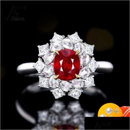 Cluster Rings Vintage Ring 925 Sier Jewellery With Ruby Zircon Gemstone Open Finger For Women Wedding Party Gifts Accessoriescluster D Dhiu5