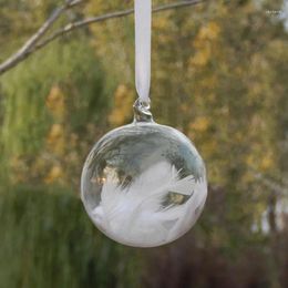 Christmas Decorations 8pcs/pack Diameter 8cm Inner Feather Hanging Glass Ball Home Decoration Ornament Handmade Festival Gift Glassware