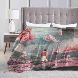 Blankets Trying To Accept The Distance Soft Warm Throw Blanket Frank Moth Collage Vintage Retro Romantic Pastel Pink Floral Roses