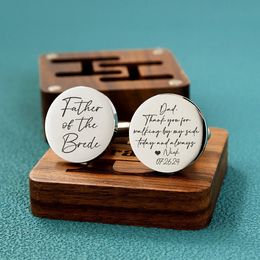 Personalized Wedding Cufflinks Father of the Bride Gift Custom Groomsmen from 240315