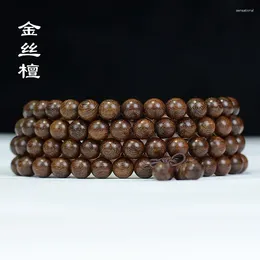 Strand Silk Sandalwood Bracelet String Along The Grain Old Material Buddhist Beads Wooden Literary Play Men And Women Jewellery Rosary