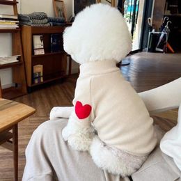 Dog Apparel Heart Pattern Pet Sweater Stylish Love Pullover Warm Two-legged Shirt For Small Dogs Fashionable Winter Cats