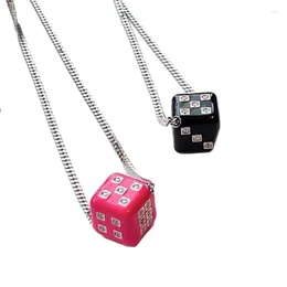 Pendant Necklaces Cool Black Dices With Diamonds Necklace Hip Hop 264F