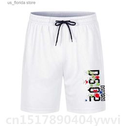 Men's Shorts Mens summer fashionable casual shorts brand printed capris quick drying and breathable drawstring elastic waist design Y240325