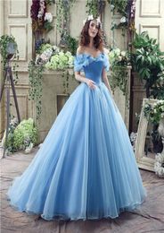 Aqua Quinceanera Dresses Princess Ball Gowns Real Image Off Shoulder Lace-up Back Full length 16 Girls Prom Gowns In stock Custom6537016