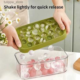 Ice Cream Tools 2022 Round Ice Mold With Storage box 2 In 1 Ice Cube Tray Making Mould Box Maker Bar For Kitchen Fridge Accessories Home Gadgets L240319